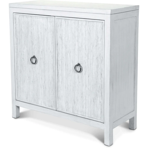Santorini 2 Door Bunching Credenza in Soft Grey Glaze White & Grasscloth