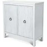 Santorini 2 Door Bunching Credenza in Soft Grey Glaze White & Grasscloth