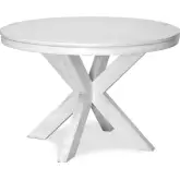 Surfside 45" Round X Base Dining Table in Weathered White Finish Wood