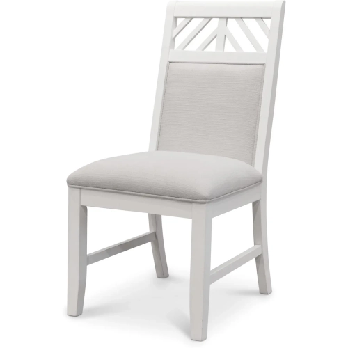 Miramar Dining Chair in White Wood & Sand Performance Fabric (Set of 2)