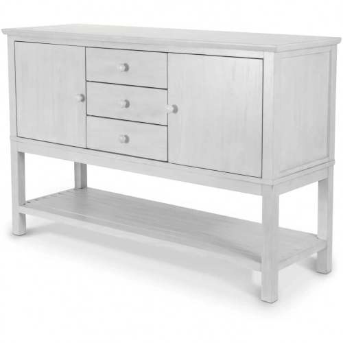 Geneva 2 Door 3 Drawer Credenza in Distressed White Wood