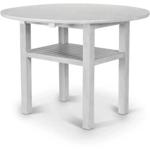 Geneva 42" Drop Leaf Dining Table with Shelf in Distressed White Wood