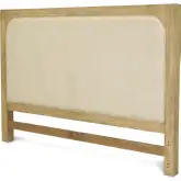 Heartford King Headboard in Weathered Tan Natural Finish Wood & Cream Fabric