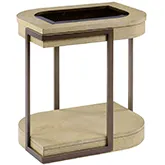Rio Vista Side Table in Tan Wood, Bronze Metal & Tempered Smoke Glass