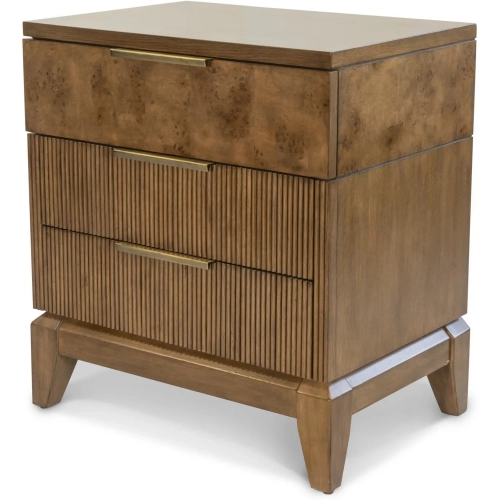Manhattan Valley 3 Drawer Nightstand with Power and USB in Chestnut Finish Wood
