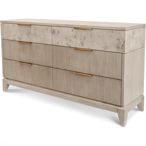 Manhattan Valley 6 Drawer Dresser in Dusty Rose Finish Wood