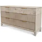Manhattan Valley 6 Drawer Dresser in Dusty Rose Finish Wood