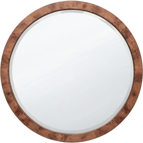 Manhattan Valley Round Wall Mirror in Vintage Chestnut Finish Wood