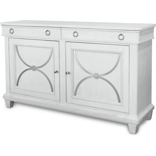 Point Breeze 68" Credenza in Soft Grey Glazed White Wood & Metal