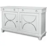 Point Breeze 68" Credenza in Soft Grey Glazed White Wood & Metal