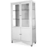 Point Breeze Curio in Soft Grey Glazed White Wood & Metal