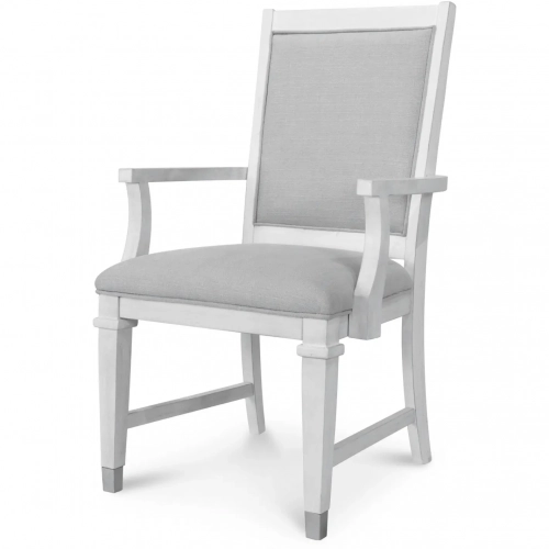 Point Breeze Dining Arm Chair in Grey Glaze White Wood & Grey Fabric (Set of 2)
