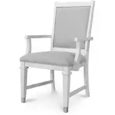 Point Breeze Dining Arm Chair in Grey Glaze White Wood & Grey Fabric (Set of 2)