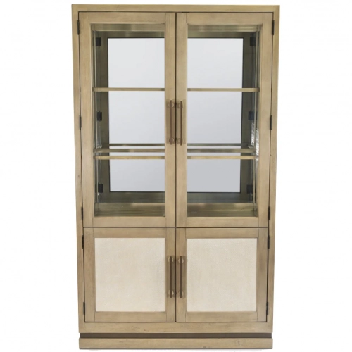 Rio Vista Bunching Curio Cabinet w/ Reversible Panels & LED in Wood, Bronze, Mirror & Glass