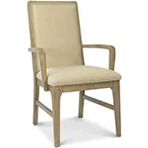 Rio Vista Dining Arm Chair in Clay Tan Wood & Neutral Performance Fabric (Set of 2)