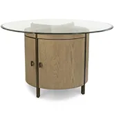 Rio Vista 54" Round Dining Table with Storage in Wood, Bronze & Tempered Glass