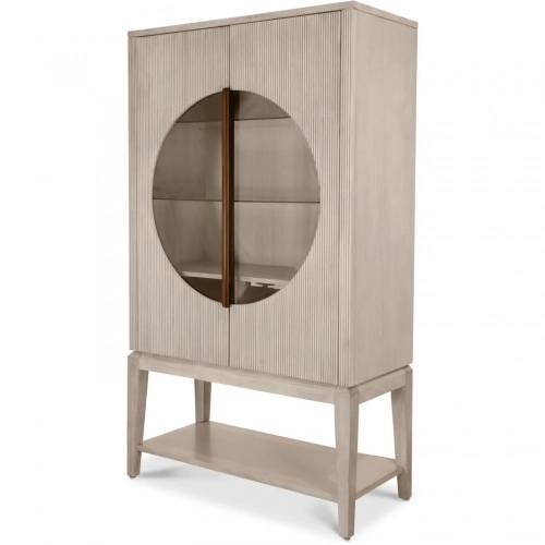 Manhattan Valley Curio Cabinet with Touch Lighting in Dusty Rose Finish Wood