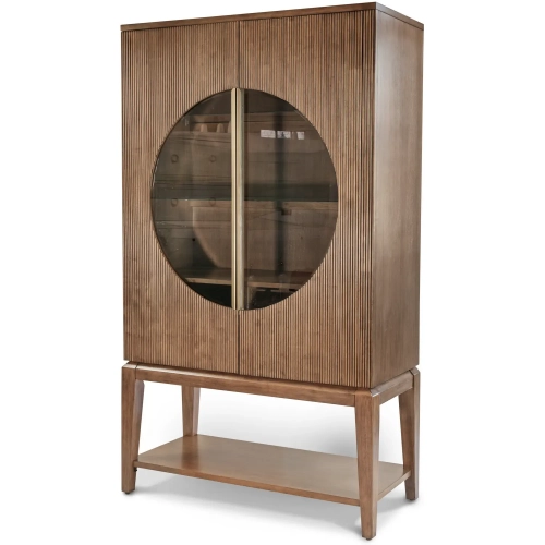 Manhattan Valley Curio Cabinet with Touch Lighting in Chestnut Finish Wood