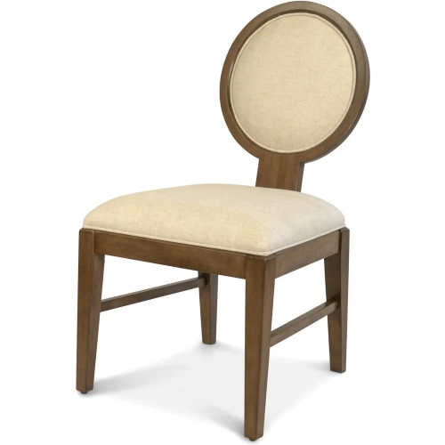 Manhattan Valley Dining Chair in Chestnut Finish Wood & Neutral Fabric (Set of 2)