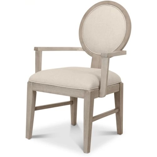 Manhattan Valley Dining Arm Chair in Dusty Rose Wood & Neutral Fabric (Set of 2)