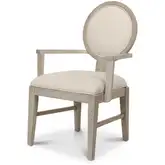 Manhattan Valley Dining Arm Chair in Dusty Rose Wood & Neutral Fabric (Set of 2)