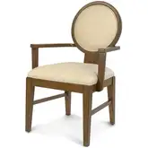 Manhattan Valley Dining Arm Chair in Chestnut Finish & Neutral Fabric (Set of 2)