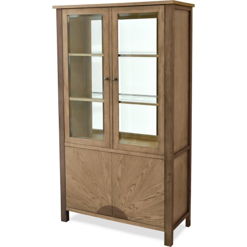 Sun Haven Curio Cabinet with Touch Lighting in Oak & Walnut Finish