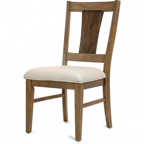 Sun Haven Dining Chair in Oak & Walnut Finish & Cream Fabric (Set of 2)