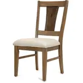 Sun Haven Dining Chair in Oak & Walnut Finish & Cream Fabric (Set of 2)