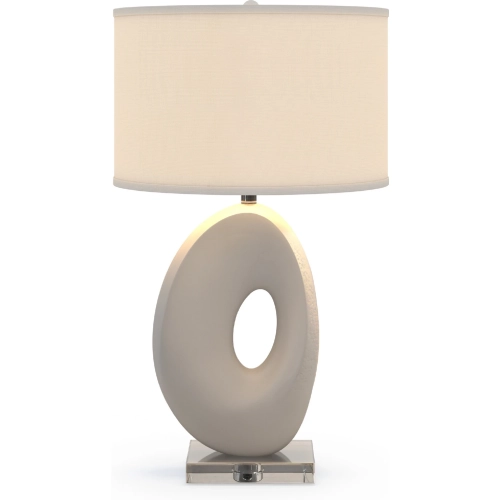 Eva 30" Table Lamp in Organic White Resin with Linen Shade