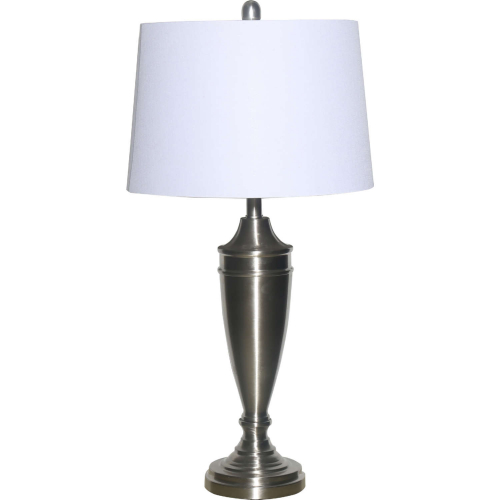 Margaret 30"H Table Lamp with USB in Pewter Metal & Linen (Set of 2)