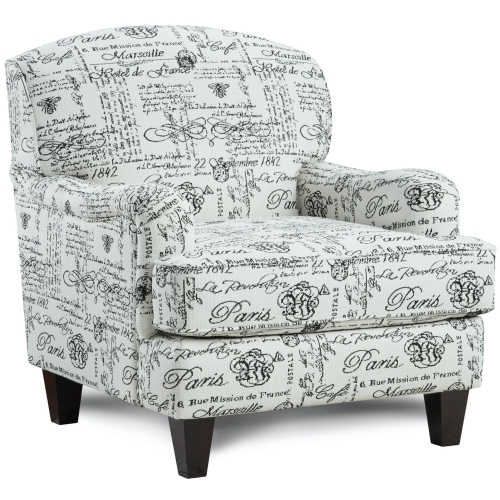 Accent Chair in Francaise Ebony & White Script Fabric