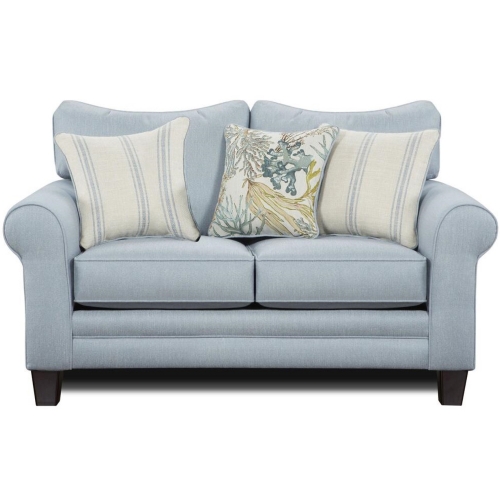 Loveseat in Starter Sky Blue Fabric