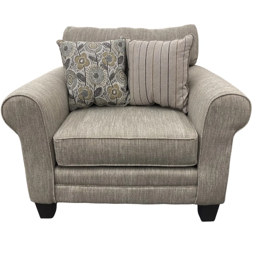 Accent Chair & a Half in Vandy Heather Greige Fabric