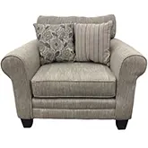 Accent Chair & a Half in Vandy Heather Greige Fabric