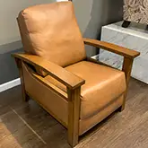 Foxrun Mission Hi-Leg Manual Recliner in Walnut Brown Top Grain Leather & Wood