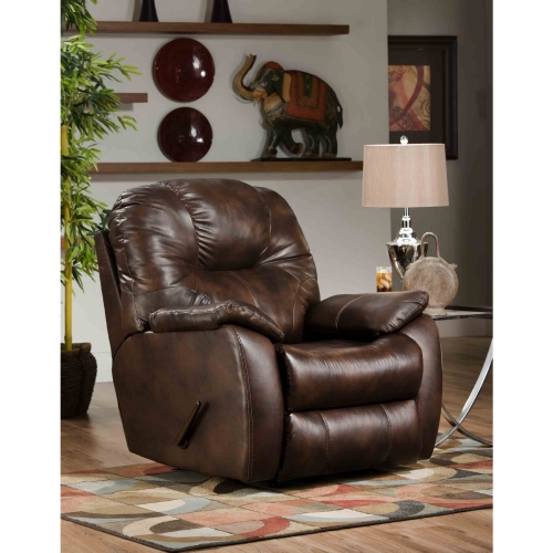 Avalon Swivel Rocker Recliner in Palazzo Brown Leather