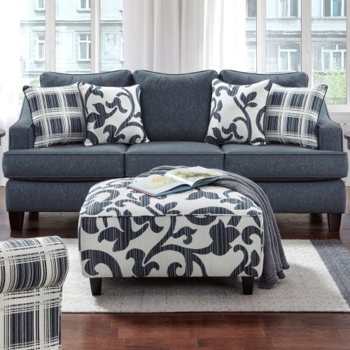 Sofa in Truth or Dare Navy Blue Fabric