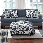 Sofa in Truth or Dare Navy Blue Fabric
