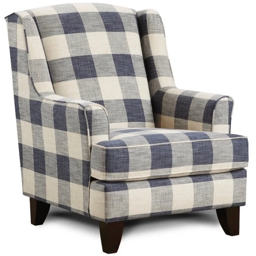 Accent Chair in Yucutan Indigo Blue & Cream Fabric