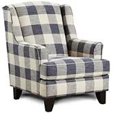 Accent Chair in Yucutan Indigo Blue & Cream Fabric