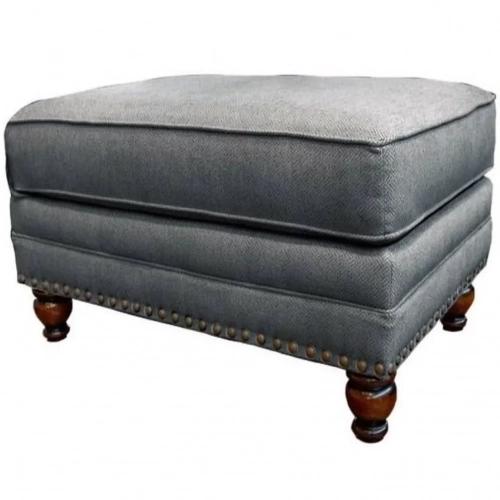 Ottoman in Bates Charcoal Gray Fabric