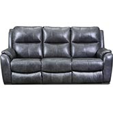 Colton Power Headrest Reclining Sofa with USB in Slate Grey Top Grain Leather