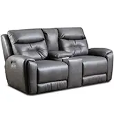 Point Break Triple Power Reclining Sofa with Drop Down Table in Graystone Gray Duralux