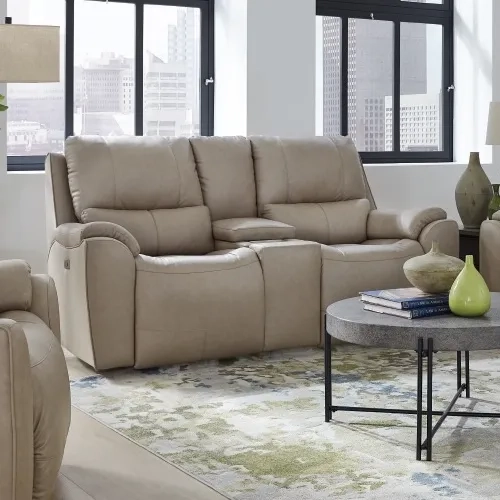 Westchester 81" Zero Gravity Power Reclining Console Loveseat Shown in Gray Duralux