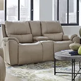 Westchester 81" Zero Gravity Power Reclining Console Loveseat Shown in Gray Duralux