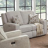 City Limits 63" Power Headrest Reclining Loveseat in Oyster White Fabric
