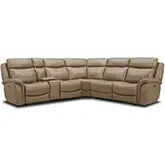 Grant Power Headrest Reclining Sectional Sofa in Sand Brown Top Grain Leather