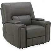 Hudson Triple Power Wall Hugger Reclining Chair in Coal Gray Top Grain Leather