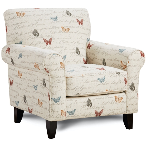 Accent Chair in Papillion Dove White Fabric